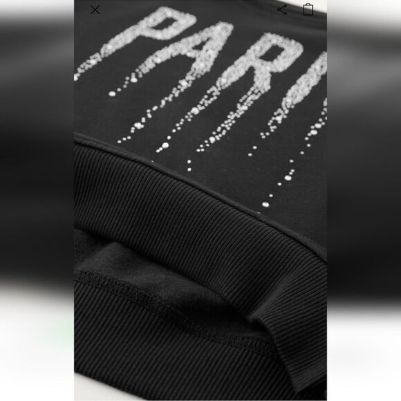 ZARA RHINESTONE  PARIS  SWEATSHIRT - Picture 2 of 3